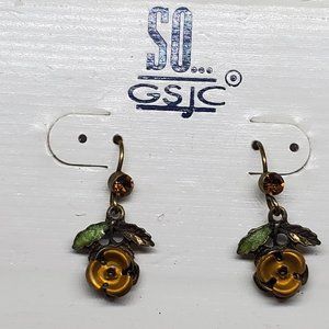 So GSJC Bronze Tone Flower Earrings Hook Jewelry